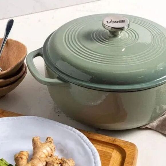 Lodge 6-Quart Enameled Cast Iron Dutch Oven- Green - Picture 1 of 11